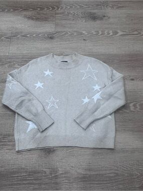 RAILS Kana Star Sweater XS Beige Camel White Stars Wool Cashmere Blend